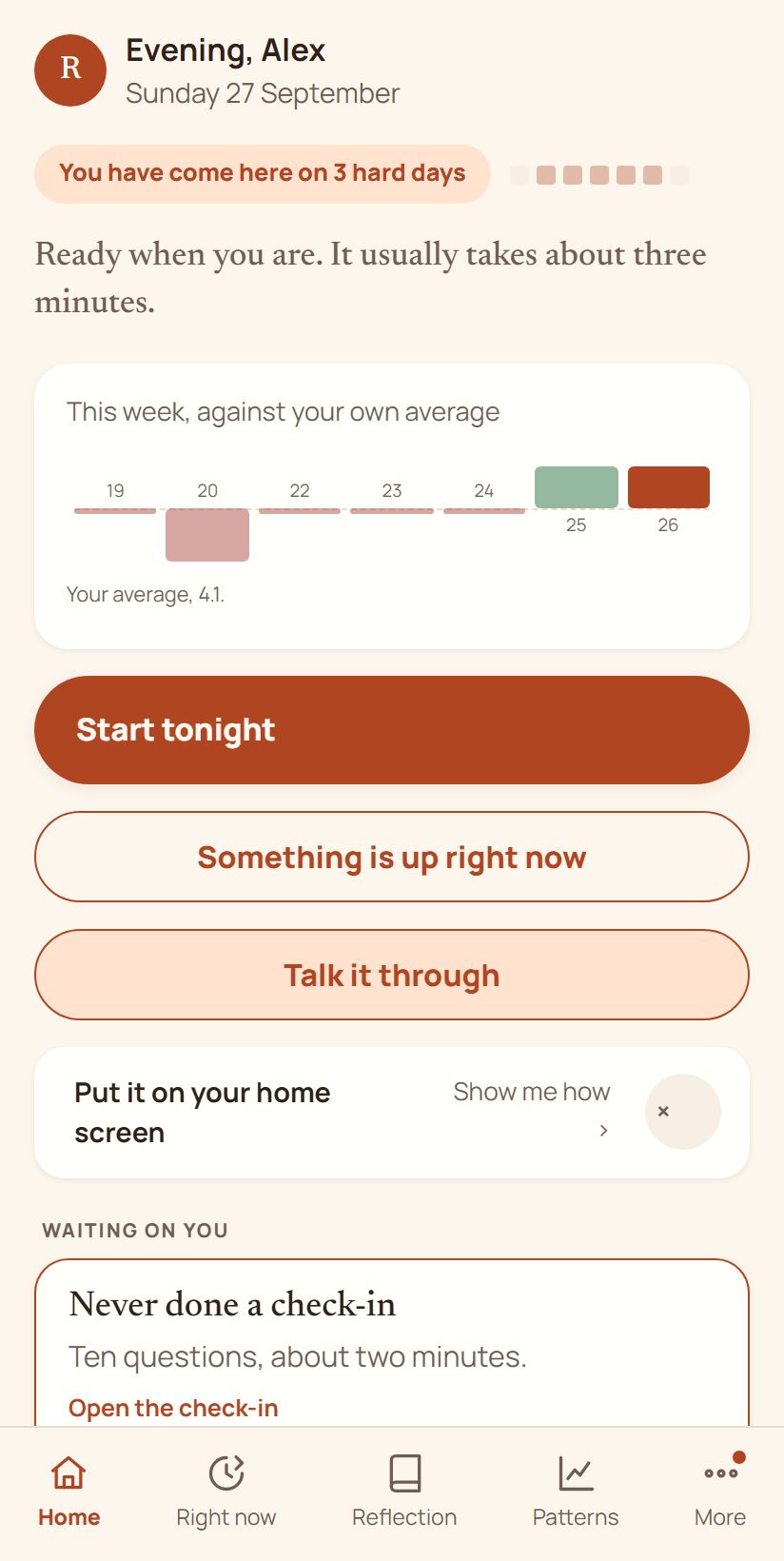 Home screen.