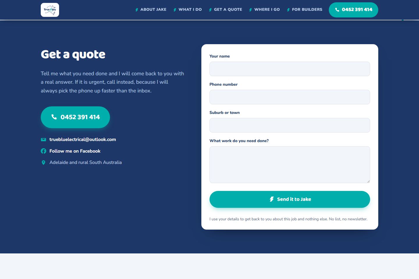 Get a quote screen.