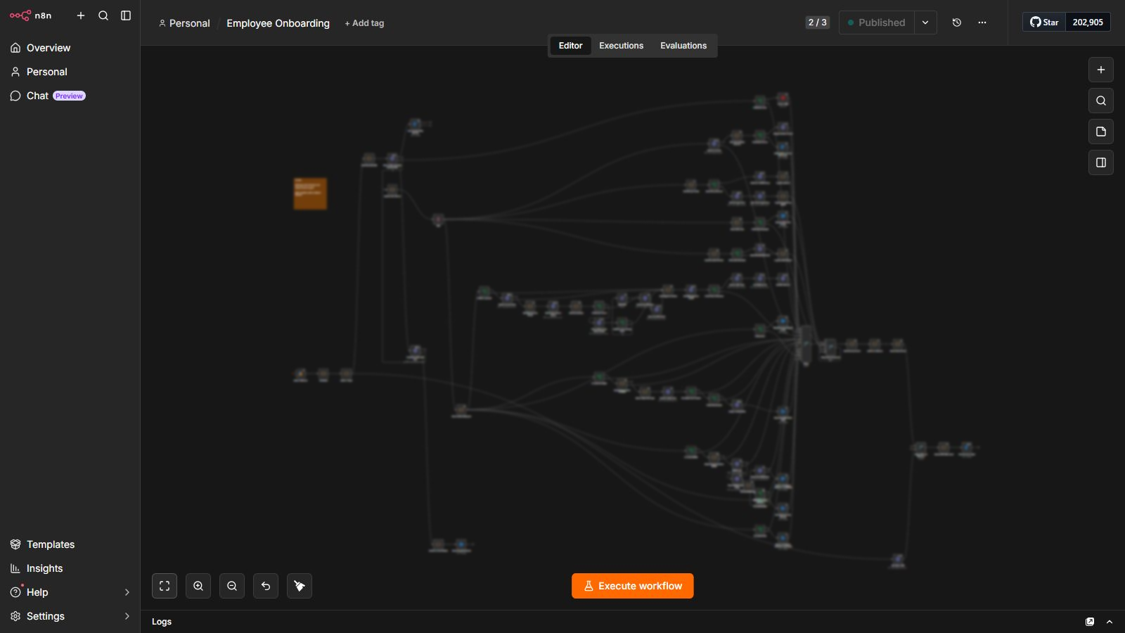 Onboarding workflow. Demonstration data.